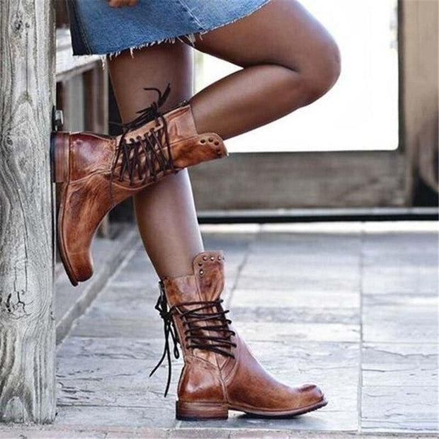 Bottes En Cuir Avec Lacets