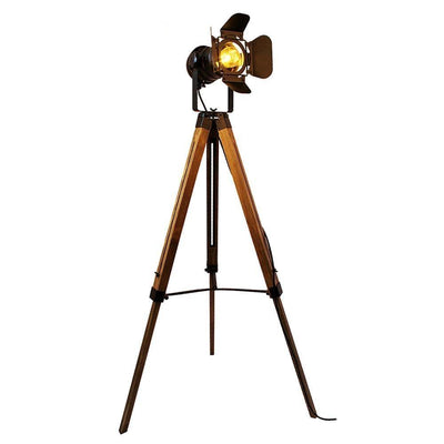 Lampadaire bois trépied style industriel | Gerd