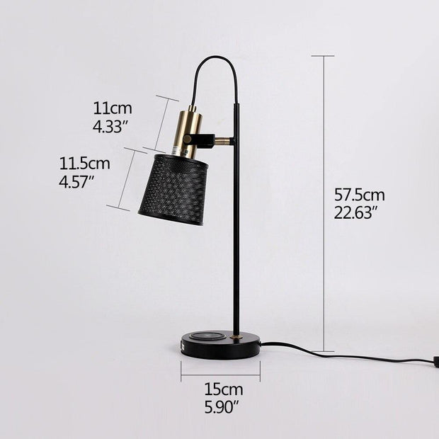 Lampe de bureau rétro avec chargeur induction et port USB | Nyx
