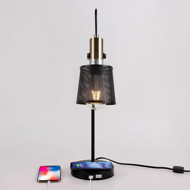 Lampe de bureau rétro avec chargeur induction et port USB | Nyx